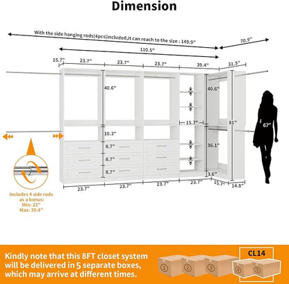 Closet System with 9 Drawers, Corner Closet Organizer Systems with 9 Shelves & - Image 2