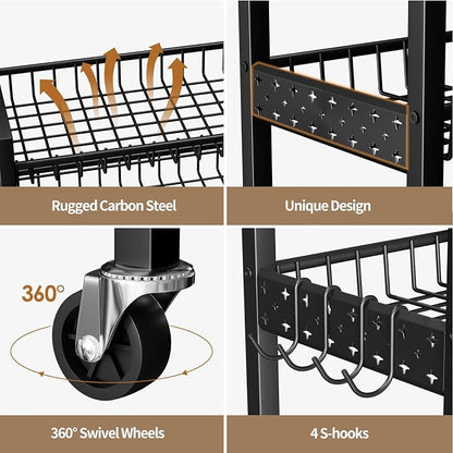 6 Tier Slim Storage Cart, Narrow Rolling Cart - Image 5