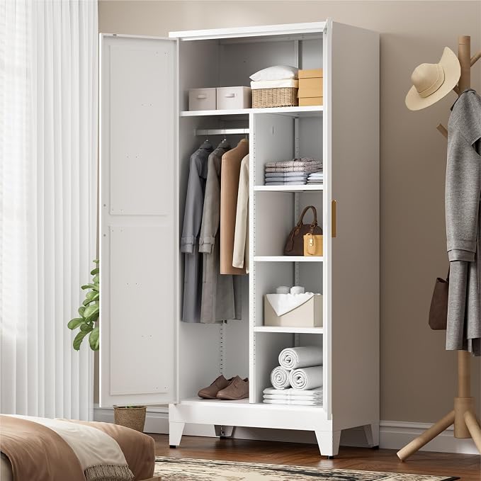71" Tall Metal Wardrobe Closet - Image 2