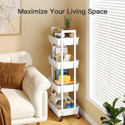 Pipishell 4 Tier Rolling Cart Organizer, Plastic Rolling Cart - Image 5