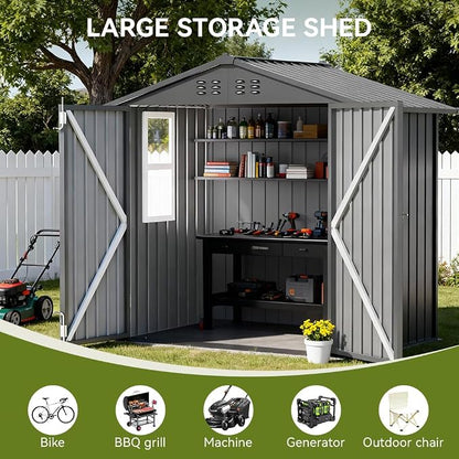 COMHOMA Shed Storage Outdoor Metal Windowed Lockable Garden Toolhouse - Image 4