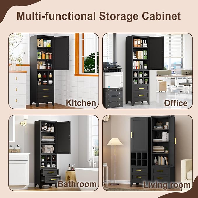 Tall Metal Narrow Storage Cabinet 67" H - Image 8