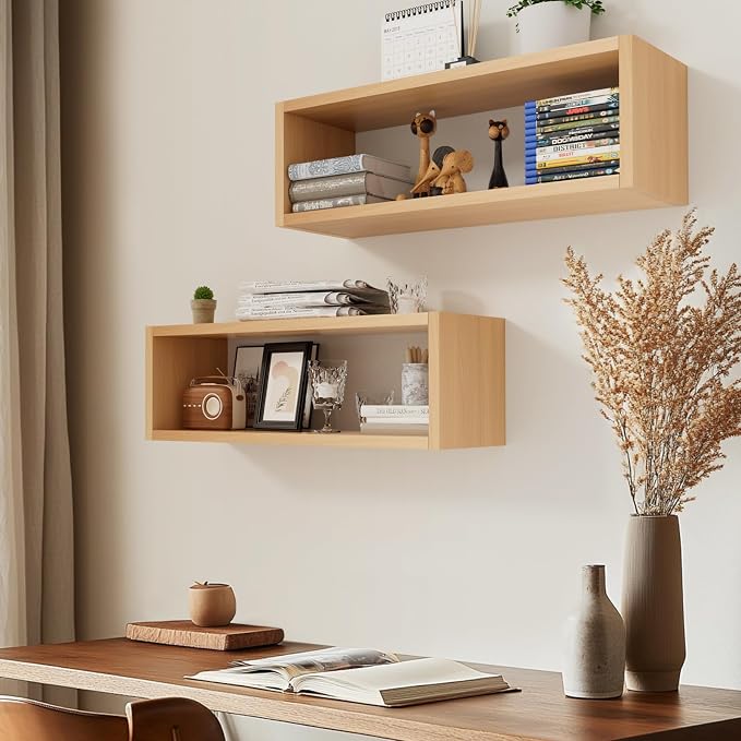 24in Floating Cube Shelves Set of 2, Display Shelves Wall Mount, Decorative - Image 2