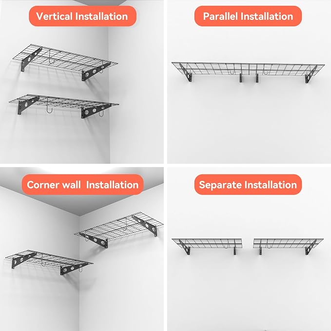 TORACK Garage 24 x 48 in/2 x 4 ft Wall Shelves, Heavy Duty Wall Mounted Wire - Image 8