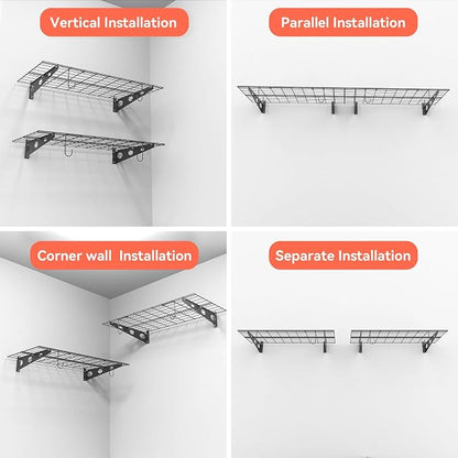 TORACK Garage 24 x 48 in/2 x 4 ft Wall Shelves, Heavy Duty Wall Mounted Wire - Image 8