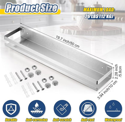 Lallisa 2 Pieces Stainless Steel Shelf Bathroom Shower Floating Shelves Wall - Image 3