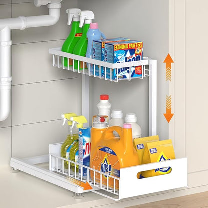 Under Sink Organizer Storage 2-Tier Premium Metal Pull-Out Racks, Height by Saydear