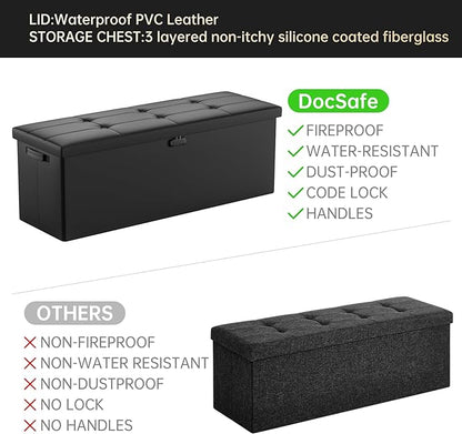 DocSafe Storage Ottoman Bench, Fireproof＆Waterproof Folding Bench - Image 5