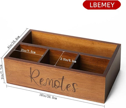 Acacia Wood Remote Control Holder Caddy, TV Organizer - Image 2