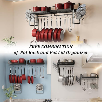 X-cosrack Pot Racks Wall Mounted Set of 2, - Image 2