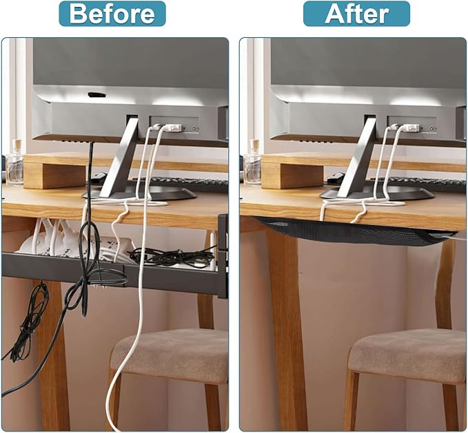Under Desk Cable Management Net, Extra Large Capacity Wire Management Kit Under - Image 3