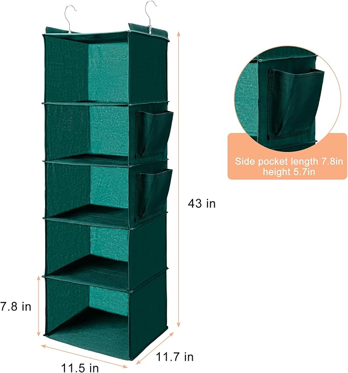 BOOMIBOO Hanging Closet Organize and Shelves，5-Hanging Shelf - Image 3