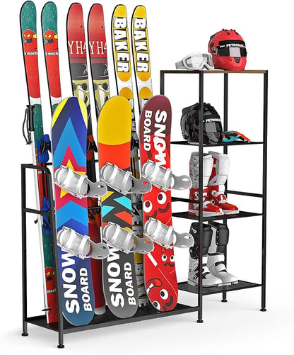 Freestanding Snowboard Rack, 4 Pair Ski, 3 Pack Snowboard, Snowboard Gear by Unknown