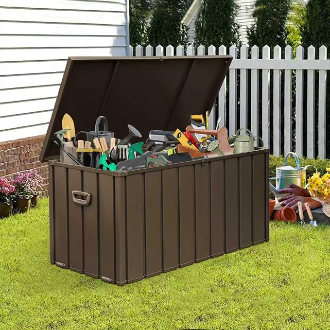 Domi 150 Gallon Metal Deck Box Waterproof, Outdoor Storage Box - Image 2