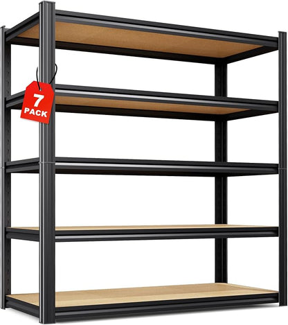 Set of 7-46" W Garage Shelving-2050 lbs 5 Tier Storage Shelves, Adjustable by CreatingaComfortableLiving