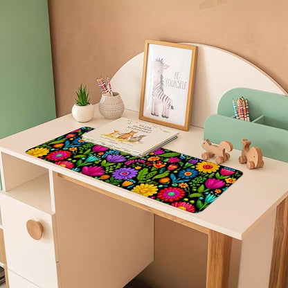 Folk Art Floral Mouse Pad – Large Extended Desk Mat 31.5 x 11.8 in– Colorful - Image 3