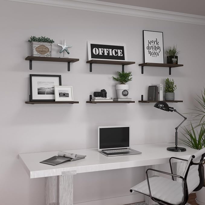 WOPITUES Wood Floating Shelves Set of 6, Shelves - Image 7