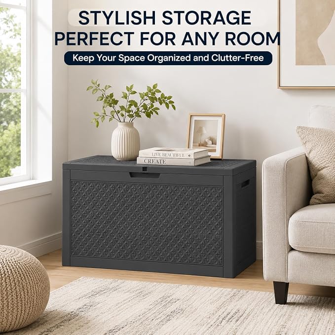 120 Gallon Outdoor Storage Box, Resin Deck Box Waterproof & Lockable, Patio - Image 5
