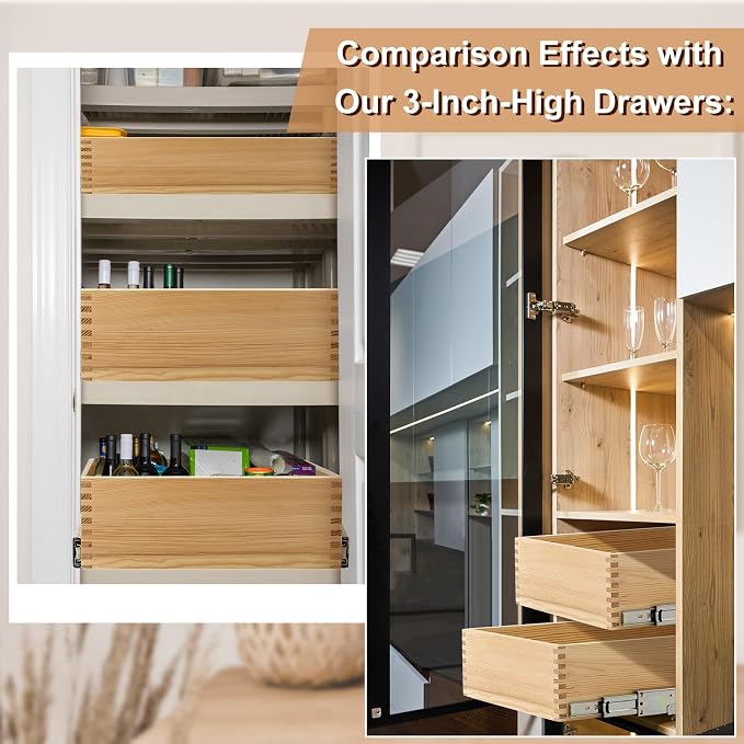 Menkxi 2 Set Pull out Tray Cabinet Organizer Wooden Pull Drawers storage Slide - Image 5