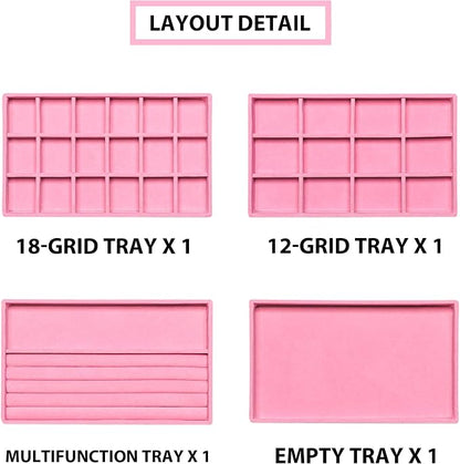 Frebeauty Jewelry Organizer Tray, Stackable Velvet Jewelry Trays, Drawer - Image 4