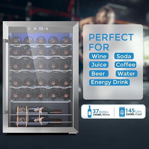COWSAR 37 Bottle Wine Fridge, 4.45 Cu.Ft Freestanding Commercial Beverage - Image 3