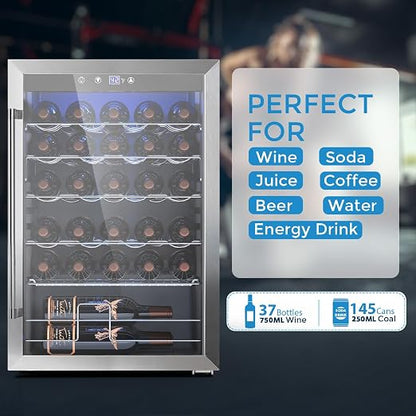 COWSAR 37 Bottle Wine Fridge, 4.45 Cu.Ft Freestanding Commercial Beverage - Image 3