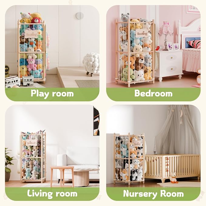 Stuffed Animal Storage & Organizer, 54 inch Tall Wooden Cute Zoo Toy Holder - Image 9