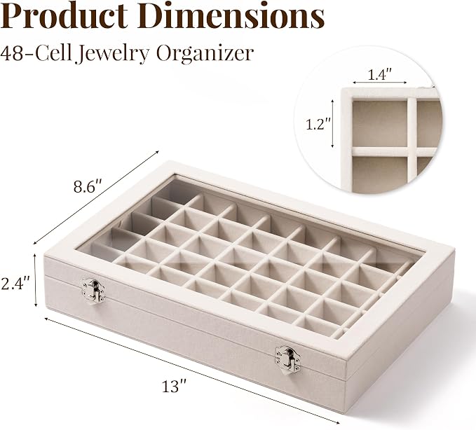 48 Grid Earring Organizer and Storage: Velvet Jewelry Tray - Image 3