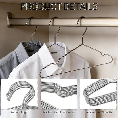 40 Pack Metal Wire Coat Hangers, 16.5 Inch Heavy Duty Stainless Steel Clothes - Image 3