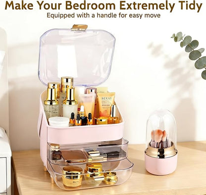 Makeup Organizer with 360 Rotating Brush Holder, Large Skincare Organizer - Image 6