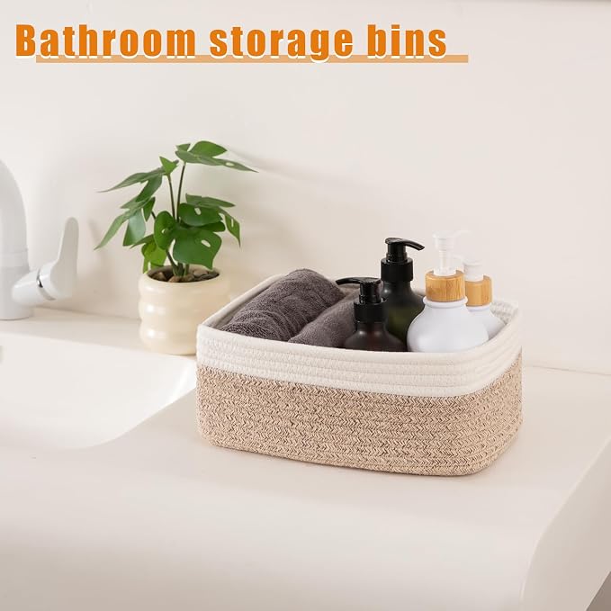 OIAHOMY 4 Pack Storage Baskets for Organizing, Small Bins for Shelves, Cute - Image 3
