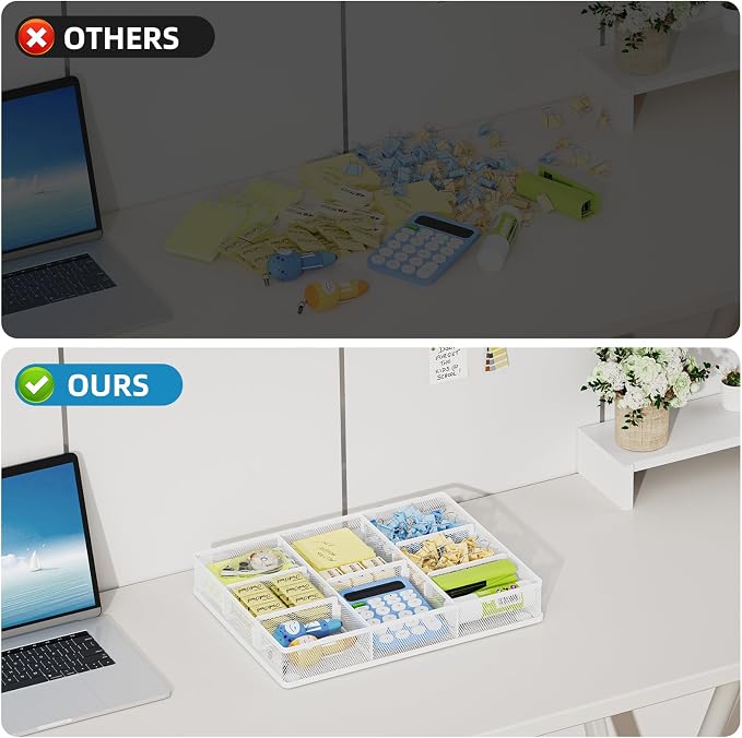 Marbrasse 2P Desk Drawer Organizer, Metal Mesh Drawer Organizer Tray - Image 6