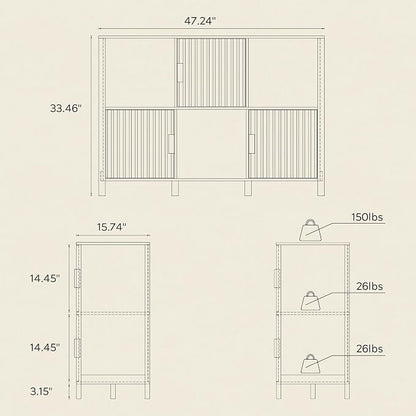 Fluted Storage Bookshelf Set of 2, Modern Wooden 6 Cube Bookcase - Image 5