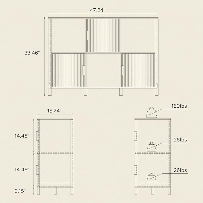 Fluted Storage Bookshelf, Modern Wooden 6 Cube Bookcase - Image 4