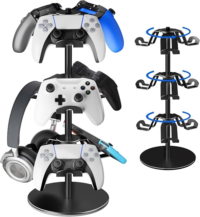 Controller Holder Stand 3 Tiers, Rotatable Gaming Headset Stand Compatible by ZHGM