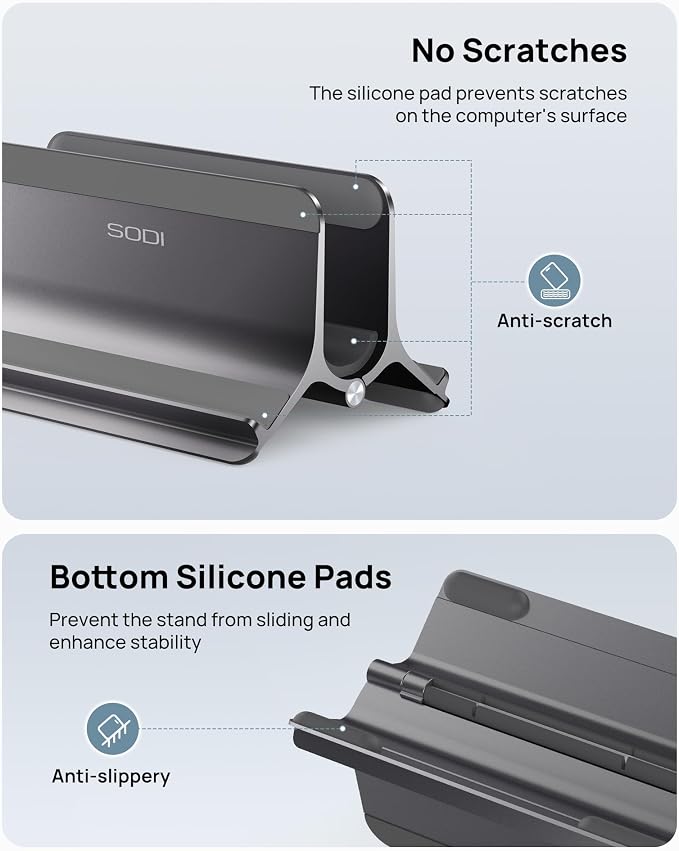 SODI Vertical Laptop Stand for Desk, Aluminum Laptop Holder Compatible - Image 4