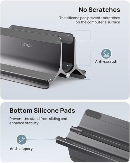SODI Vertical Laptop Stand for Desk, Aluminum Laptop Holder Compatible - Image 4