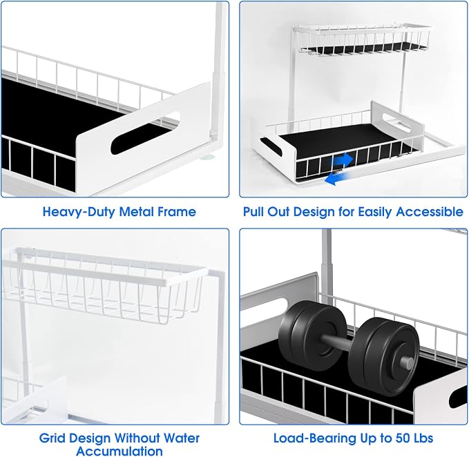 2 Pack Under Sink Organizer, 2 Tier Under Sink Organizers and Storage - Image 5