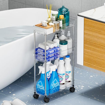 Yieach Clear 4 Tier Slim Rolling Storage Cart - Image 6