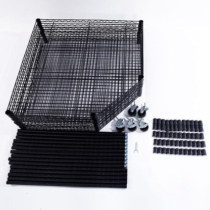 6 Tiers Polygonal Corner Shelf, Metal Storage Standing Rack w/Wheels, Wire - Image 4