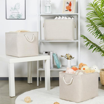 Bidtakay Large Storage Baskets for Shelves 3 Pack Fabric Storage Bins for - Image 3