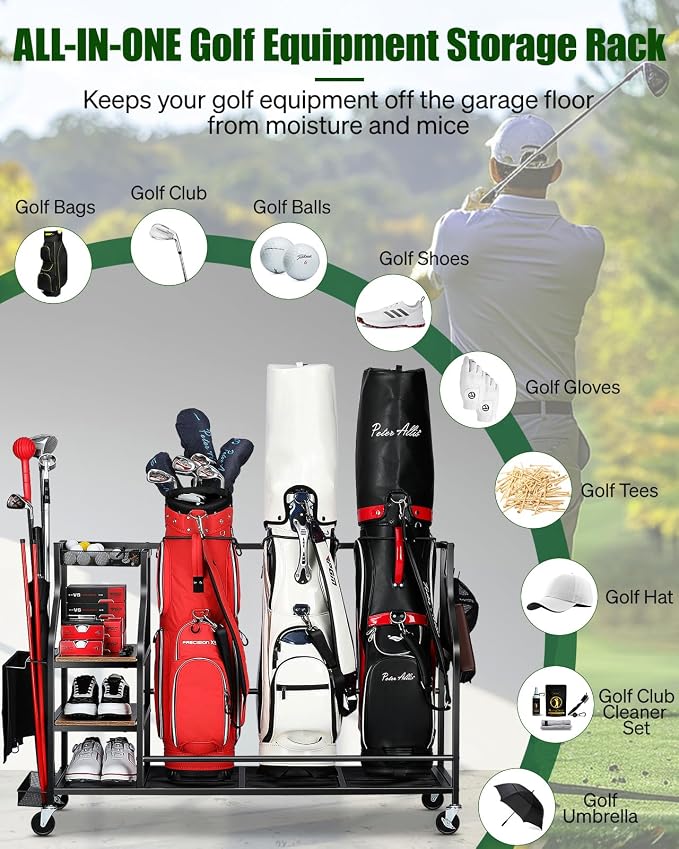 Golf Bags Storage Garage Organizer- Golf Bag Stand - Image 7