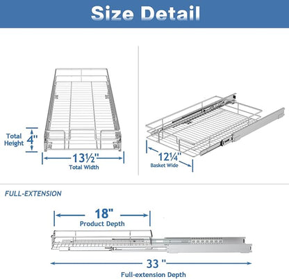 Pull Out Cabinet Organizer 13½" W x 18" D, Heavy Duty Cabinet Pull Out Shelves - Image 3