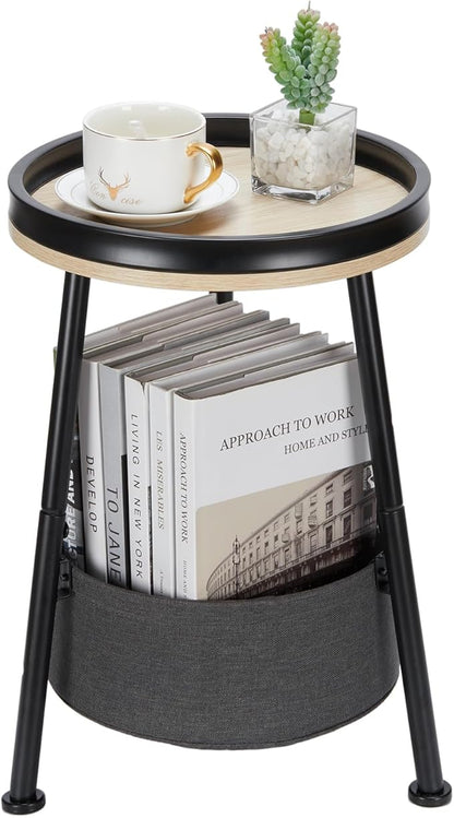 Small Round End Table, 2 Tier Side Table - Image 4