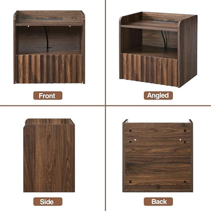 Modern Fluted Floating Nightstand Wall Mounted - Image 9