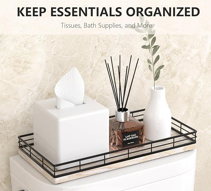Toilet Paper Basket Organizer – Ash Wood Toilet Tank Tray - Image 3