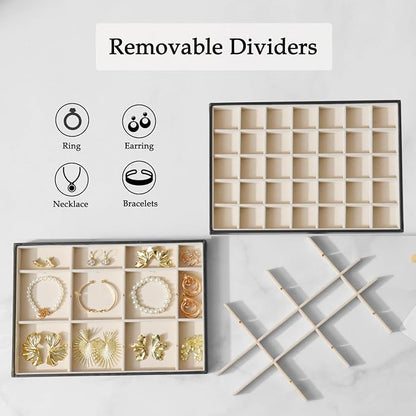 Large Jewelry Organizer Tray 2 Pack, Stackable Jewelry Storage Holder - Image 2