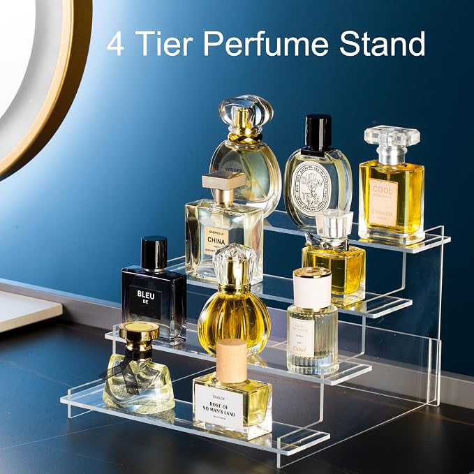 HENABLE 4 Tier Acrylic Display Risers, Perfume Organizer Stand, Cupcake Stand - Image 2