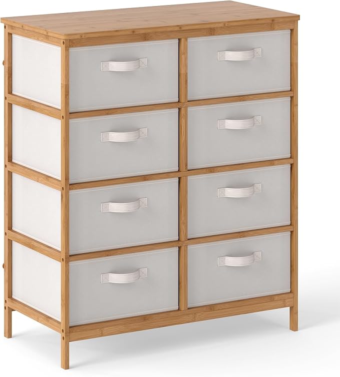 Giantex 8 Drawers Dresser for Bedroom, Bamboo Fabric Storage Tower by Giantex