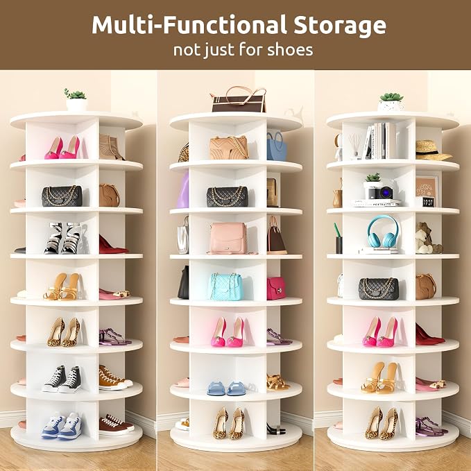 Rotating Shoe Rack 7 Tier Spinning Shoes Organizer Tower - Image 6